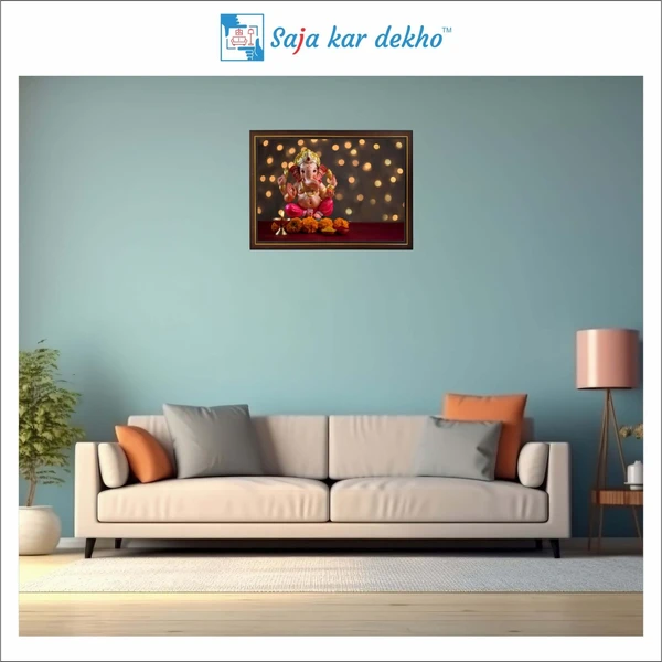 SAJA KAR DEKHO Ganesh Ji High Quality Weather Resistant HD Wall Frame | 12 x 18 inch | - 12 X 18 inch