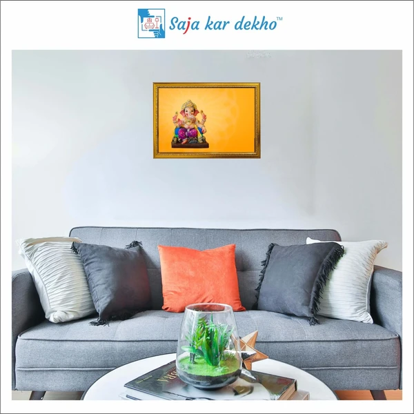 SAJA KAR DEKHO Ganesh Ji High Quality Weather Resistant HD Wall Frame | 12 x 18 inch | - 12 X 18 INCH