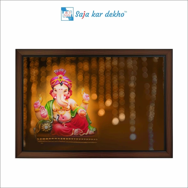 SAJA KAR DEKHO Ganesh Ji High Quality Weather Resistant HD Wall Frame | 12 x 18 inch | - 12 X 18 INCH