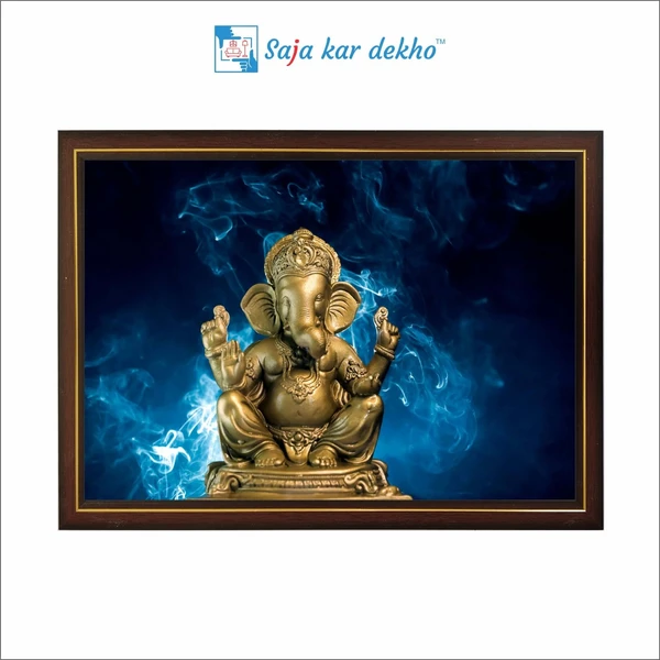 SAJA KAR DEKHO Ganesh Ji High Quality Weather Resistant HD Wall Frame | 12 x 18 inch | - 12 X 18 inch