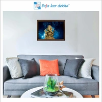SAJA KAR DEKHO Ganesh Ji High Quality Weather Resistant HD Wall Frame | 12 x 18 inch | - 12 X 18 inch