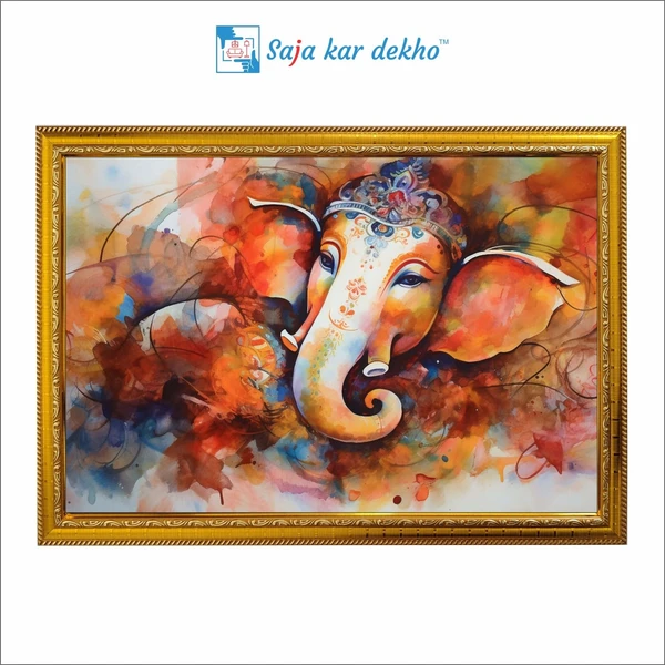 SAJA KAR DEKHO Ganesh Ji High Quality Weather Resistant HD Wall Frame | 12 x 18 inch | - 12 X 18 inch