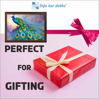 SAJA KAR DEKHO Peacock With Beautiful Background High Quality Weather Resistant HD Wall Frame | 12 x 18 inch | - 12 X 18 inch