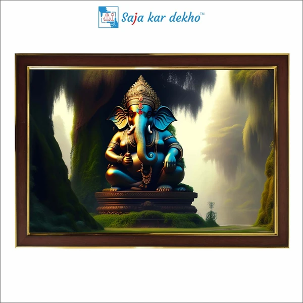 SAJA KAR DEKHO Ganesh Ji High Quality Weather Resistant HD Wall Frame | 12 x 18 inch | - 12 X 18 inch