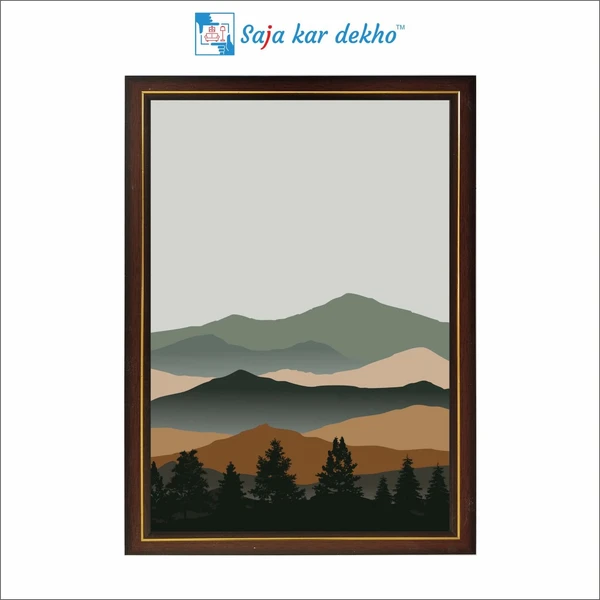 SAJA KAR DEKHO Abstract Mountain High Quality Weather Resistant HD Wall Frame | 18 x 12 inch | - 18 X 12 inch