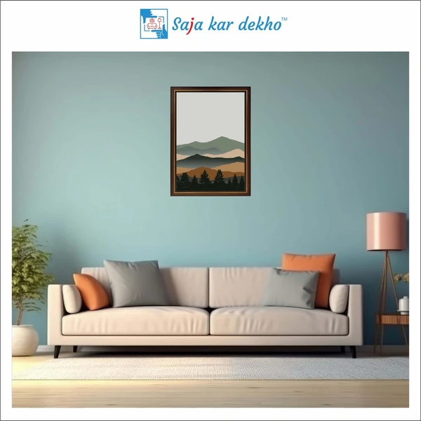 SAJA KAR DEKHO Abstract Mountain High Quality Weather Resistant HD Wall Frame | 18 x 12 inch | - 18 X 12 inch