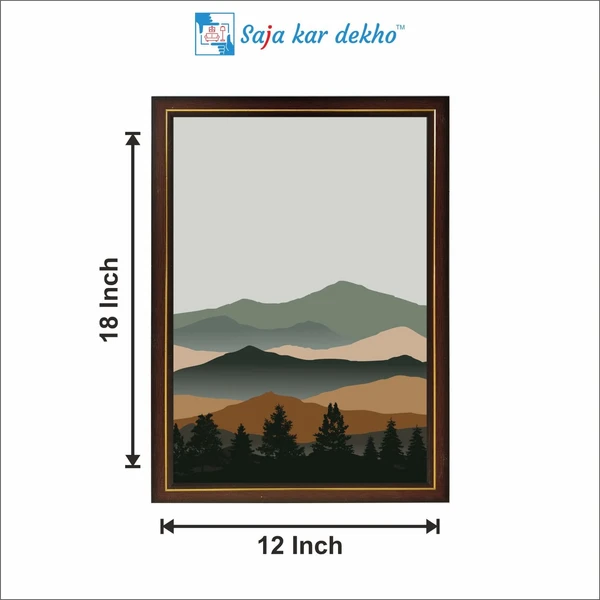 SAJA KAR DEKHO Abstract Mountain High Quality Weather Resistant HD Wall Frame | 18 x 12 inch | - 18 X 12 inch