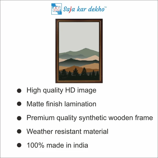 SAJA KAR DEKHO Abstract Mountain High Quality Weather Resistant HD Wall Frame | 18 x 12 inch | - 18 X 12 inch