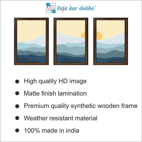 SAJA KAR DEKHO Abstract Mountain High Quality Weather Resistant HD Wall Frame | 18 x 12 inch | - 18 X 12 inch