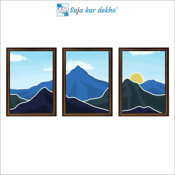 SAJA KAR DEKHO Abstract Mountain High Quality Weather Resistant HD Wall Frame | 18 x 12 inch | - 18 X 12 inch