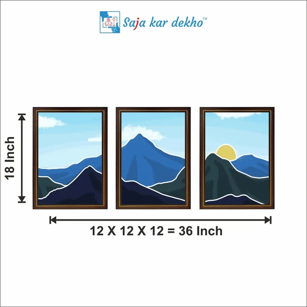 SAJA KAR DEKHO Abstract Mountain High Quality Weather Resistant HD Wall Frame | 18 x 12 inch | - 18 X 12 inch