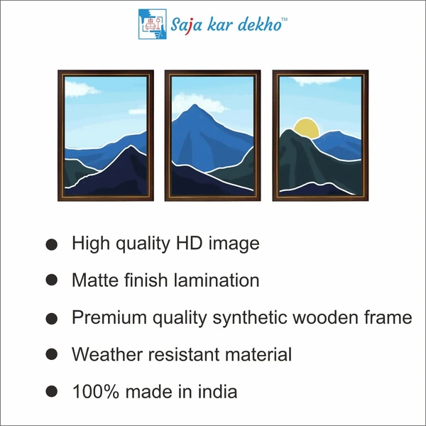 SAJA KAR DEKHO Abstract Mountain High Quality Weather Resistant HD Wall Frame | 18 x 12 inch | - 18 X 12 inch