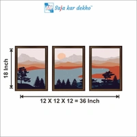 SAJA KAR DEKHO Abstract Mountain, River, Sunset High Quality Weather Resistant HD Wall Frame | 18 x 12 inch | - 18 X 12 inch