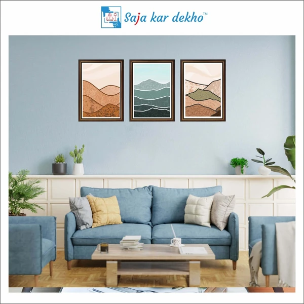 SAJA KAR DEKHO Abstract Mountain High Quality Weather Resistant HD Wall Frame | 18 x 12 inch | - 18 X 12 inch