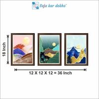 SAJA KAR DEKHO Colorful Mountain, Tree And Sun High Quality Weather Resistant HD Wall Frame | 18 x 12 inch | - 18 X 12 inch