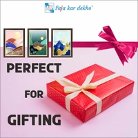 SAJA KAR DEKHO Colorful Mountain, Tree And Sun High Quality Weather Resistant HD Wall Frame | 18 x 12 inch | - 18 X 12 inch