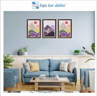 SAJA KAR DEKHO Colorful Mountain And Sun High Quality Weather Resistant HD Wall Frame | 18 x 12 inch | - 18 X 12 inch