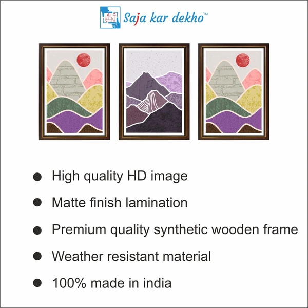 SAJA KAR DEKHO Colorful Mountain And Sun High Quality Weather Resistant HD Wall Frame | 18 x 12 inch | - 18 X 12 inch