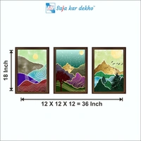 SAJA KAR DEKHO Colorful Mountain, Tree, Birds And Sun High Quality Weather Resistant HD Wall Frame | 18 x 12 inch | - 18 X 12 inch