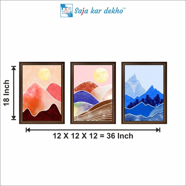 SAJA KAR DEKHO Colorful Mountain And Sun High Quality Weather Resistant HD Wall Frame | 18 x 12 inch | - 18 X 12 inch