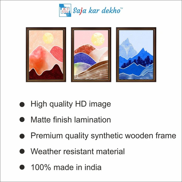 SAJA KAR DEKHO Colorful Mountain And Sun High Quality Weather Resistant HD Wall Frame | 18 x 12 inch | - 18 X 12 inch