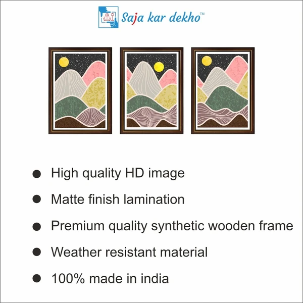 SAJA KAR DEKHO Colorful Mountain And Sun High Quality Weather Resistant HD Wall Frame | 18 x 12 inch | - 18 X 12 inch
