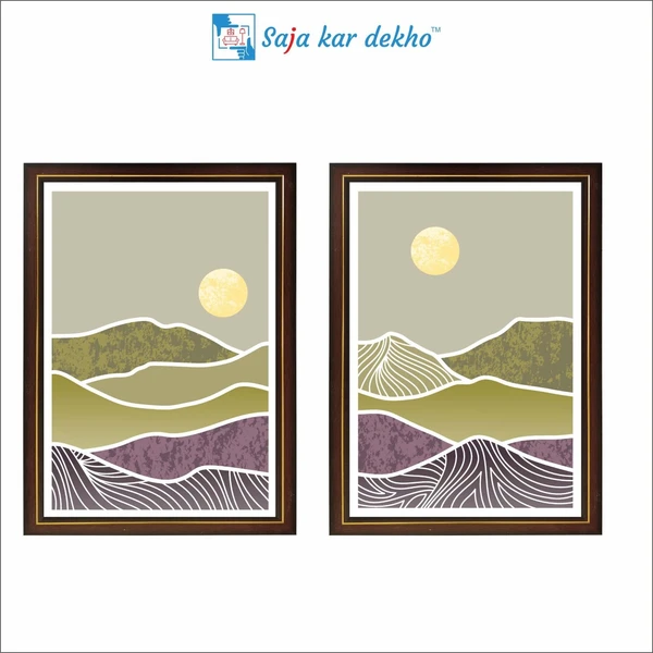 SAJA KAR DEKHO Colorful Mountain And Sun High Quality Weather Resistant HD Wall Frame | 18 x 12 inch | - 18 X 12 inch