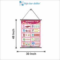saja kar dekho NUMBERS 1 TO 10 (નંબર ૧ થી ૧૦) Wall Handing Poster For Kids | NUMBERS 1 TO 10 With Picture High Quality Weather Resistant HD Wall Poster | 30 x 48 inch | - 30 x 48 inch