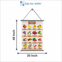 saja kar dekho FRUITS (ફળો) Wall Handing Poster For Kids | Famous FRUITS Names With Picture High Quality Weather Resistant HD Wall Poster | 30 x 48 inch | - 30 x 48 inch