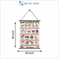 saja kar dekho WILD ANIMALS Wall Handing Poster For Kids | WILD ANIMALS With Picture High Quality Weather Resistant HD Wall Poster | 30 x 48 inch | - 30 x 48 inch