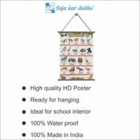 saja kar dekho WILD ANIMALS Wall Handing Poster For Kids | WILD ANIMALS With Picture High Quality Weather Resistant HD Wall Poster | 30 x 48 inch | - 30 x 48 inch