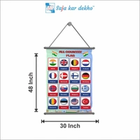 saja kar dekho ALL COUNTRY FLAG Wall Handing Poster For Kids | ALL COUNTRY FLAG With Picture High Quality Weather Resistant HD Wall Poster | 30 x 48 inch | - 30 x 48 inch