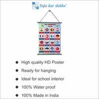saja kar dekho ALL COUNTRY FLAG Wall Handing Poster For Kids | ALL COUNTRY FLAG With Picture High Quality Weather Resistant HD Wall Poster | 30 x 48 inch | - 30 x 48 inch