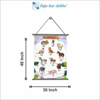 saja kar dekho DOMESTIC ANIMALS Wall Handing Poster For Kids | DOMESTIC ANIMALSE With Picture High Quality Weather Resistant HD Wall Poster | 30 x 48 inch | - 30 x 48 inch