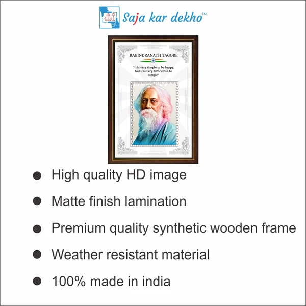 SAJA KAR DEKHO Rabindranath Tagore Motivational Thought High Quality Weather Resistant HD Wall Frame | 18 x 12 inch |  - 18 X 12 INCH