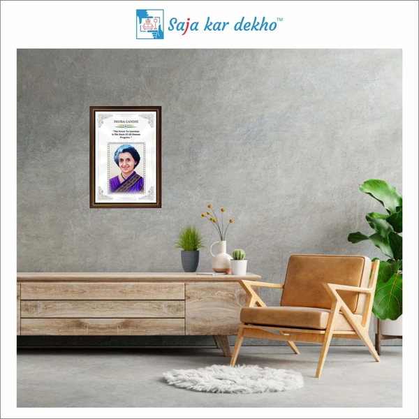 SAJA KAR DEKHO Indira Gandhi Motivational Thought High Quality Weather Resistant HD Wall Frame | 18 x 12 inch |  - 18 X 12 INCH