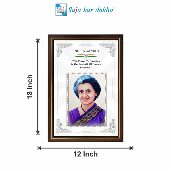 SAJA KAR DEKHO Indira Gandhi Motivational Thought High Quality Weather Resistant HD Wall Frame | 18 x 12 inch |  - 18 X 12 INCH