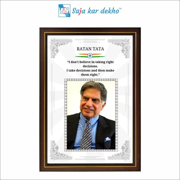 SAJA KAR DEKHO Ratan Tata Motivational Thought High Quality Weather Resistant HD Wall Frame | 18 x 12 inch |  - 18 X 12 inch