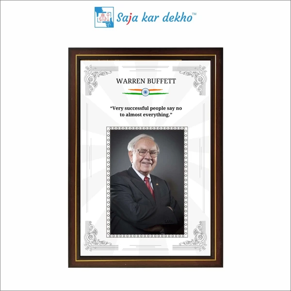 saja kar dekho Warren Buffett Motivational Thought High Quality Weather Resistant HD Wall Frame | 18 x 12 inch |  - 18 x 12 inch