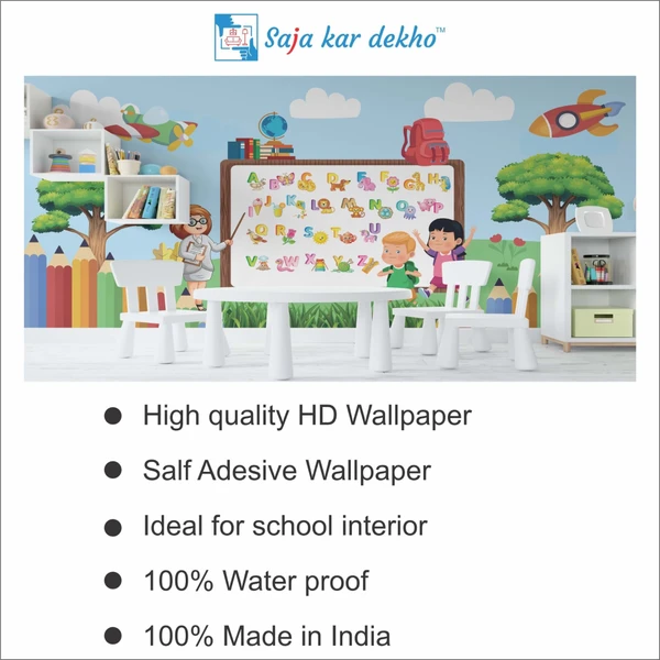 Saja kar dekho Wall Handing Wallpaper For Pre School | Picture High Quality Weather Resistant HD Wall Paper | 5 x 10 ft | - 5 x 10 ft