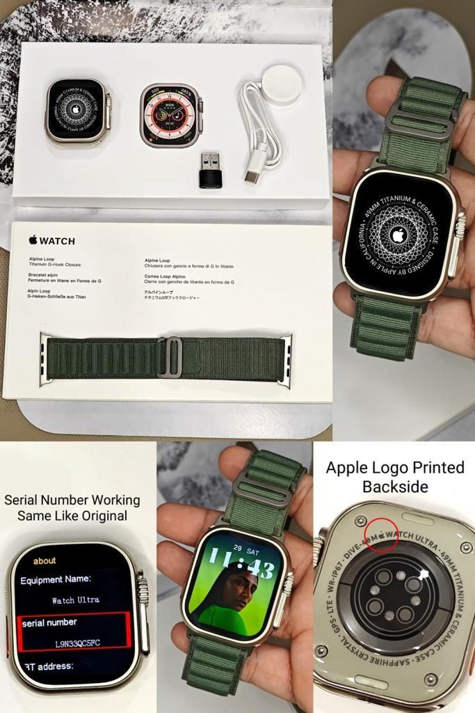 Apple Watch Ultra GPS + Cellular 49mm Titanium with Green Alpine Loop A2622  - US