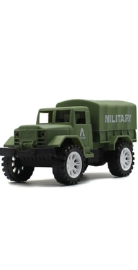 Medium size friction powered plastic army military truck toy green color  (green, Pack of: 1)