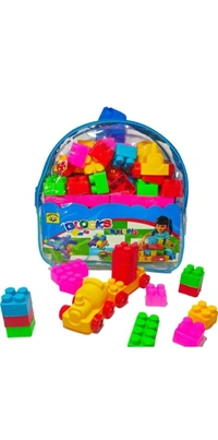 "Kids Puzzle Building Block Set – 43 Pcs, Educational Toy for 3+ Years, with Carry Bag – Multicolor"