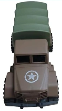 Medium size friction powered plastic army military truck toy green color  (green, Pack of: 1)
