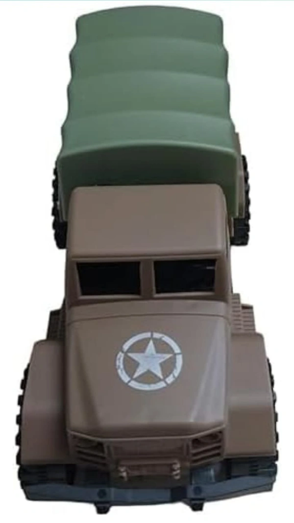 Medium size friction powered plastic army military truck toy green color  (green, Pack of: 1)