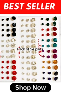 Pack of 54 pairs stone studs 

