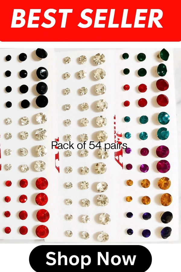 Pack of 54 pairs stone studs 
