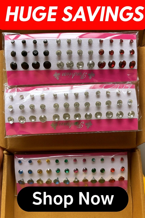 Pack of 54 pairs stone studs 
