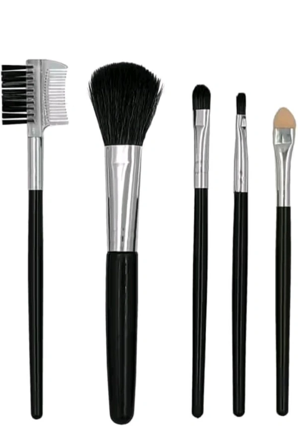 5-in-1 Professional Makeup Brush Set for Face, Eyes & Eyebrows – Black Handle Kit