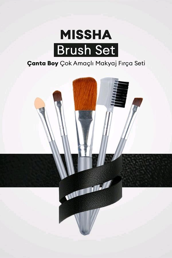 5-in-1 Professional Makeup Brush Set for Face, Eyes & Eyebrows – Black Handle Kit